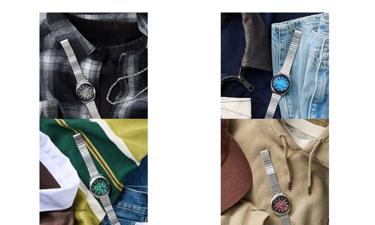 Citizen AN3714 Gradation Tsuno gray, blue, green and red quartz chronographs
