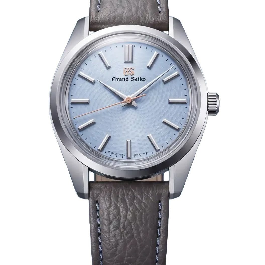 Grand Seiko SBGW327G Cheng Quan light-blue textured dial front view