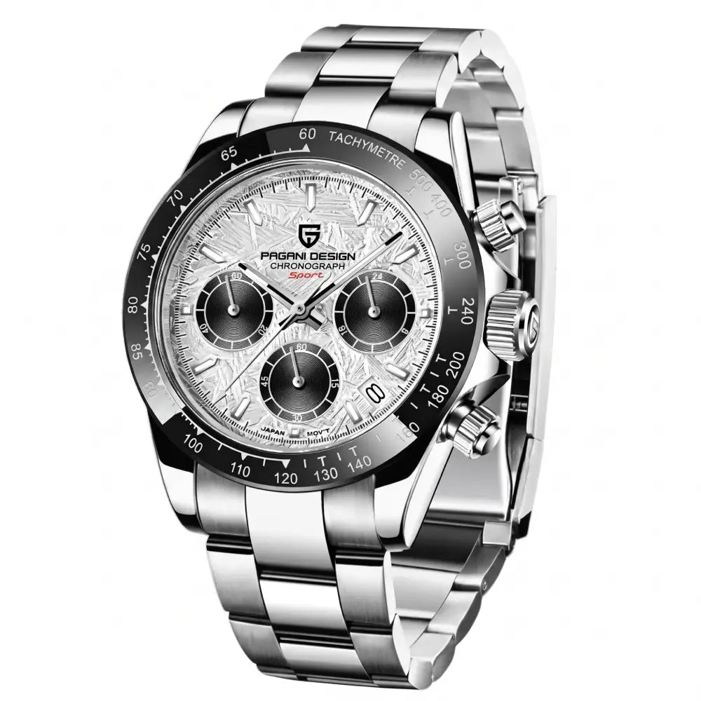 Pagani Design PD-1644 Quartz Chronograph White Textured Metallic Dial Stainless Steel Men's Watch