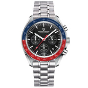 Pagani Design PD-1701 Quartz Chronograph Black Dial Pepsi Bezel Stainless Steel Men's Watch