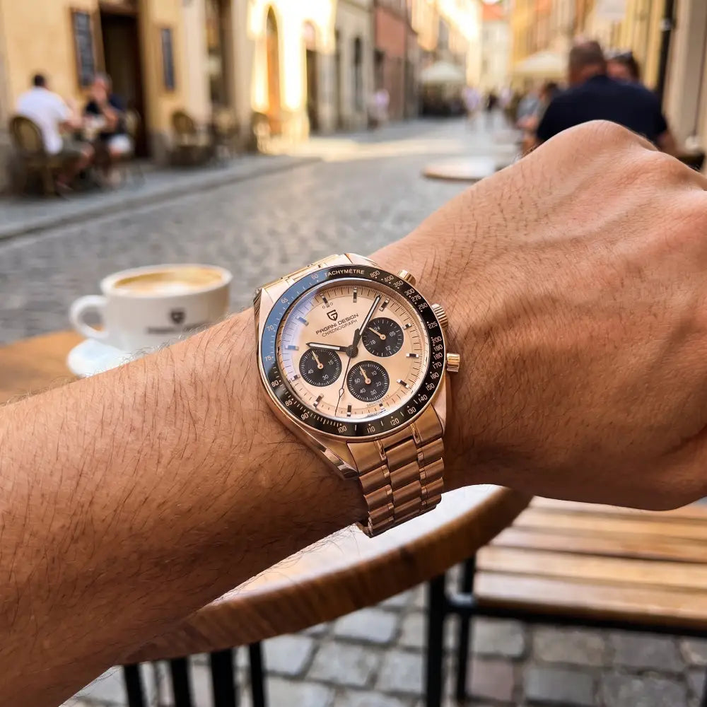 Pagani Design PD-1701 Chronograph Quartz Rose Gold Champagne Dial Stainless Steel Men's Watch