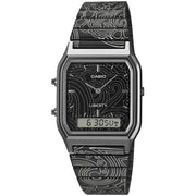 Casio Vintage AQ-230EBLT-1A x Liberty London Analog-Digital Black Dial Black Ion-Plated Stainless Steel Unisex Watch