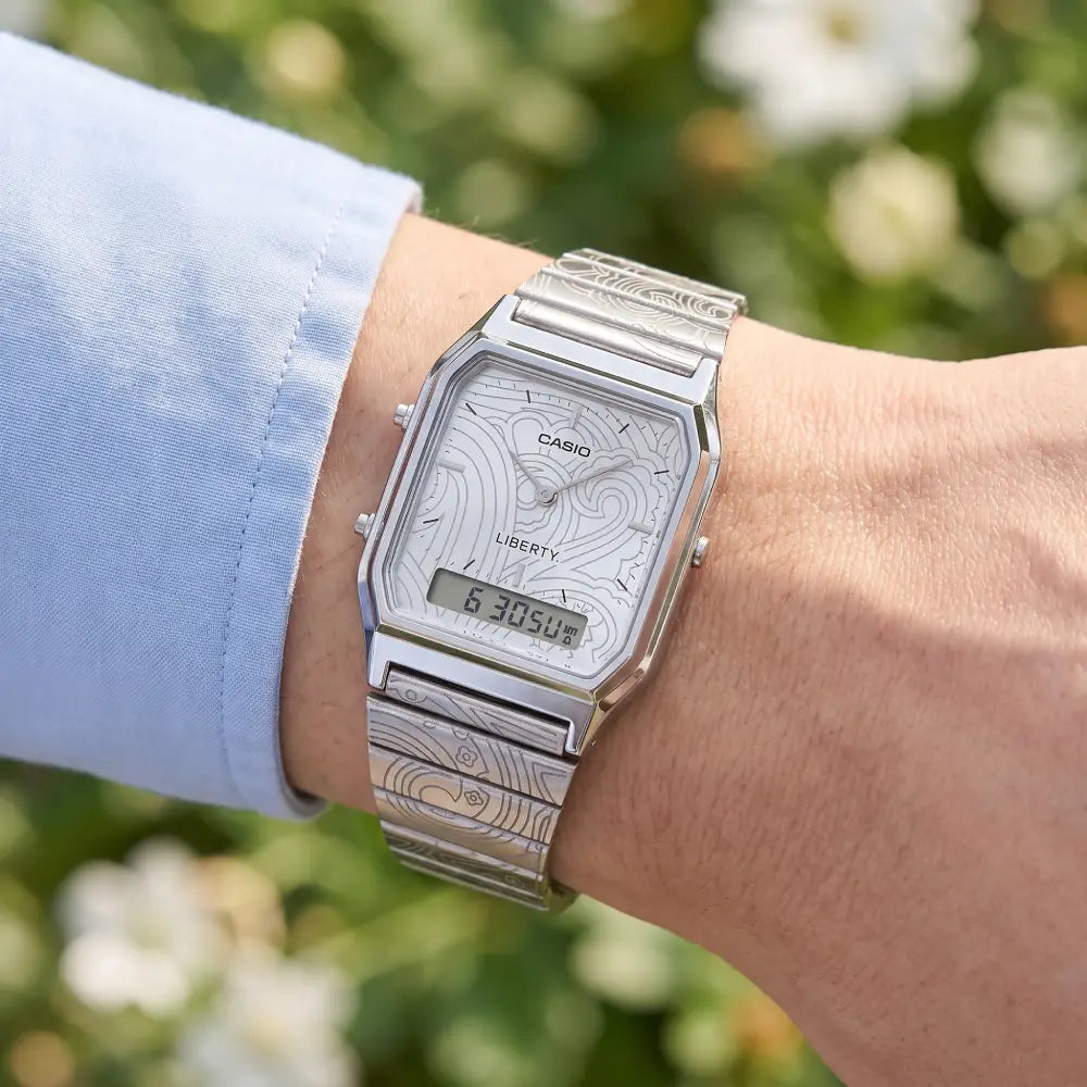 Casio Vintage AQ-230ELT-7A x Liberty London Analog-Digital Silver Dial Stainless Steel Unisex Watch