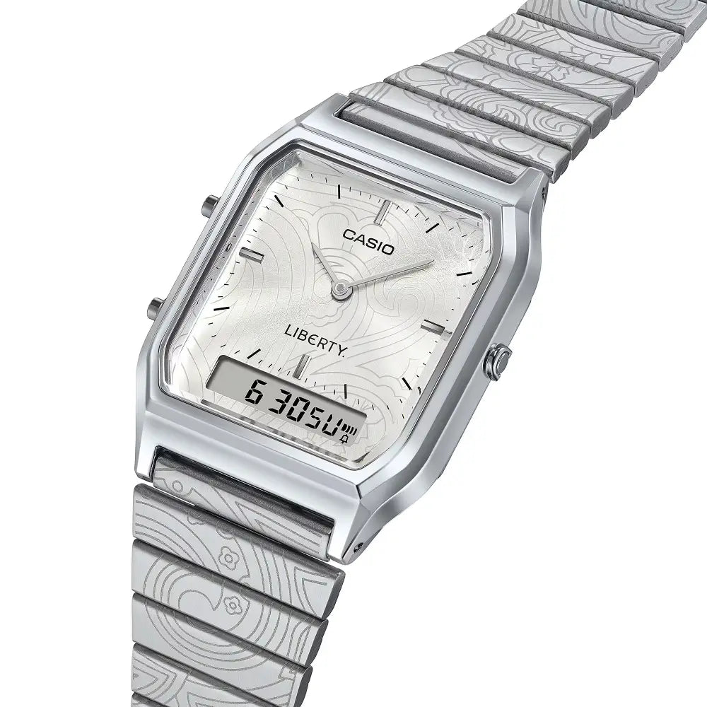 Casio Vintage AQ-230ELT-7A x Liberty London Analog-Digital Silver Dial Stainless Steel Unisex Watch