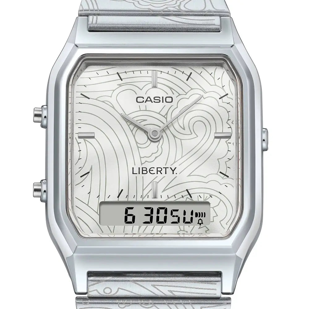 Casio Vintage AQ-230ELT-7A x Liberty London Analog-Digital Silver Dial Stainless Steel Unisex Watch