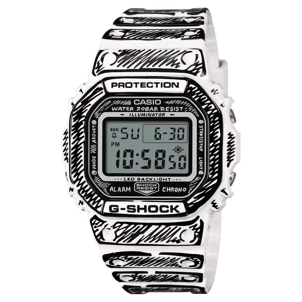 Casio G-Shock DW-5600JV-7DR Joshua Vides Limited Edition Digital White Resin Men's Watch