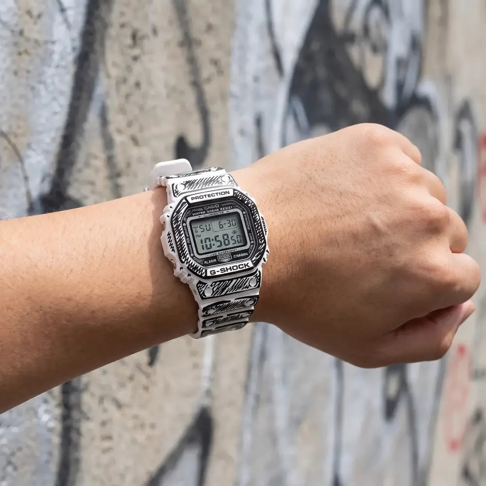 Casio G-Shock DW-5600JV-7DR Joshua Vides Limited Edition Digital White Resin Men's Watch