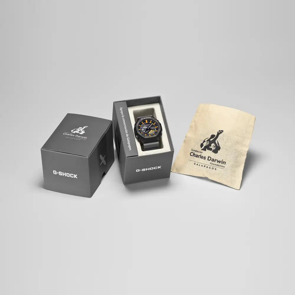 Casio G-Shock GA-B2100DF-1ADR watch strap detail with Darwin motif