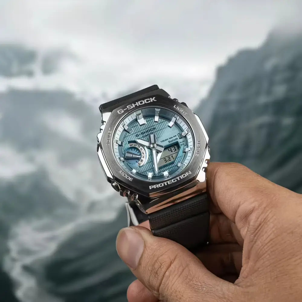 Casio G-Shock GBM-2100A-1A2 Tough Solar Bluetooth Light Blue Dial Black Resin Strap Men's Watch