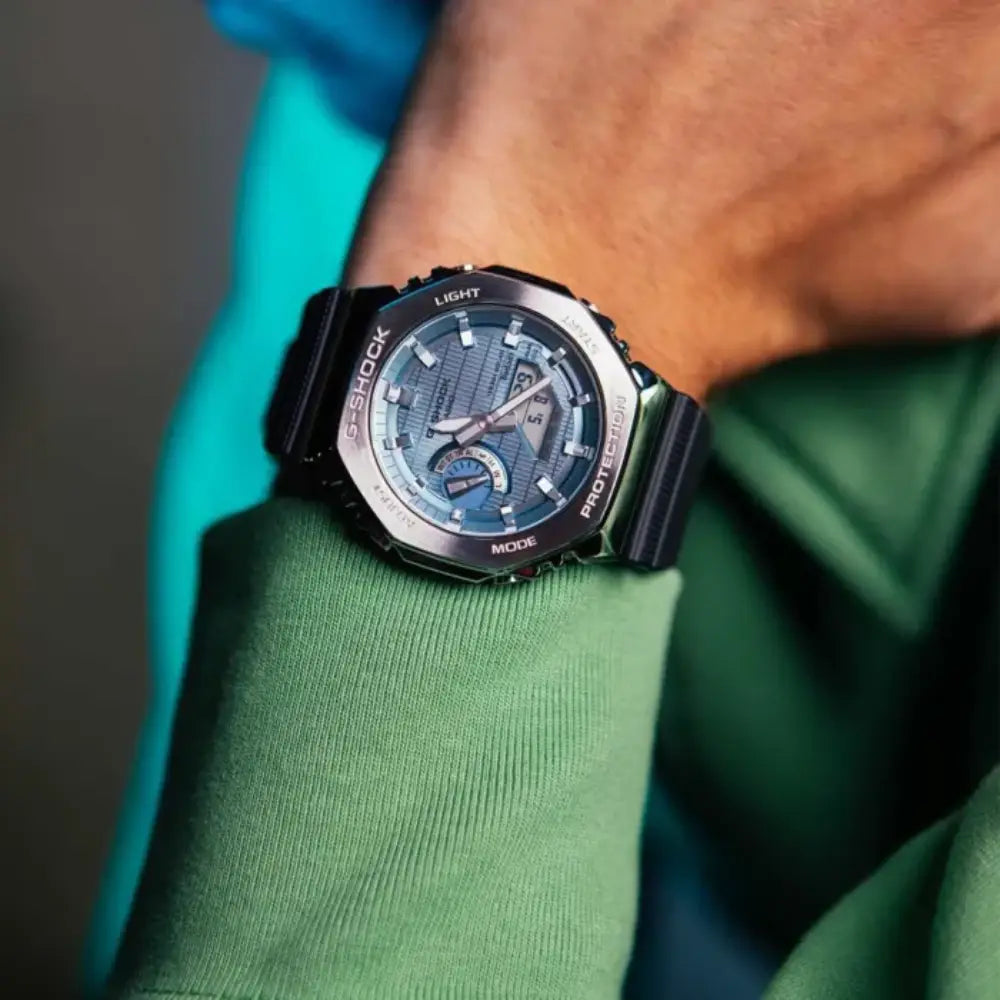 Casio G-Shock GBM-2100A-1A2 Tough Solar Bluetooth Light Blue Dial Black Resin Strap Men's Watch