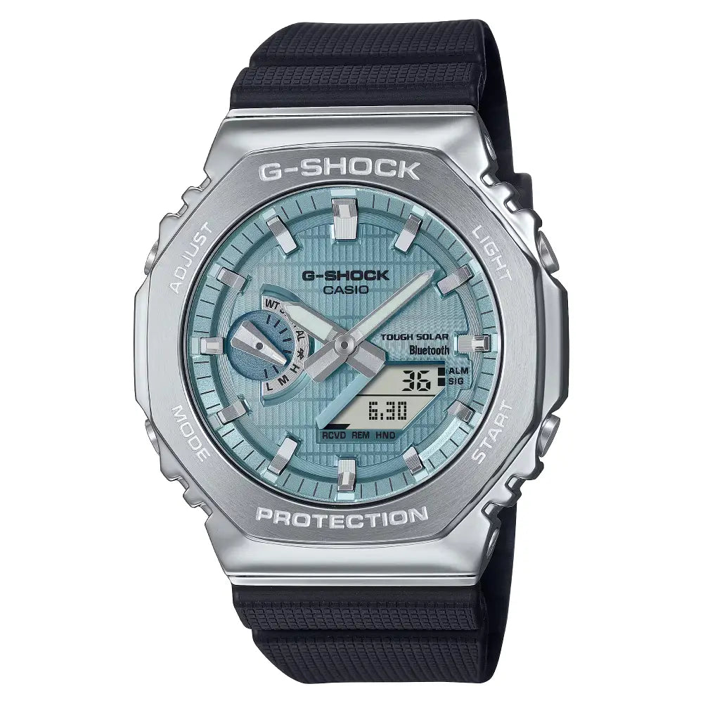 Casio G-Shock GBM-2100A-1A2 Tough Solar Bluetooth Light Blue Dial Black Resin Strap Men's Watch