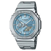 Casio G-Shock GM-2110D-2A Light Blue Dial Stainless Steel Bracelet Men's Watch