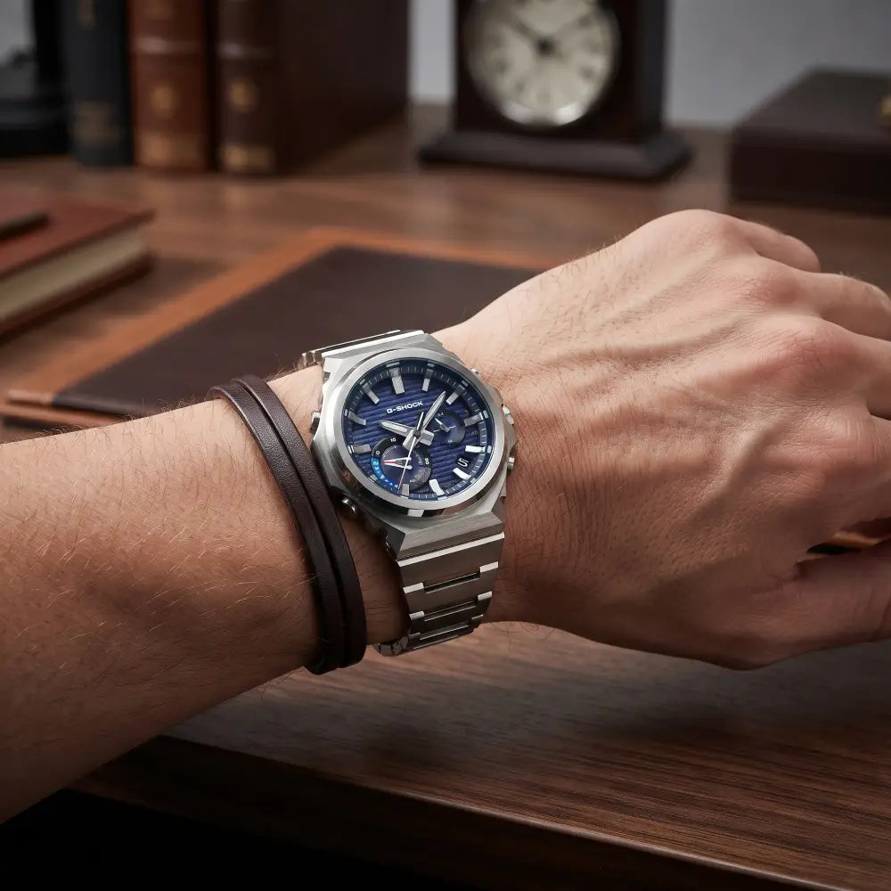 Casio G-Shock GST-B1000D-2A G-STEEL Blue Dial Stainless Steel Tough Solar Bluetooth Men's Watch
