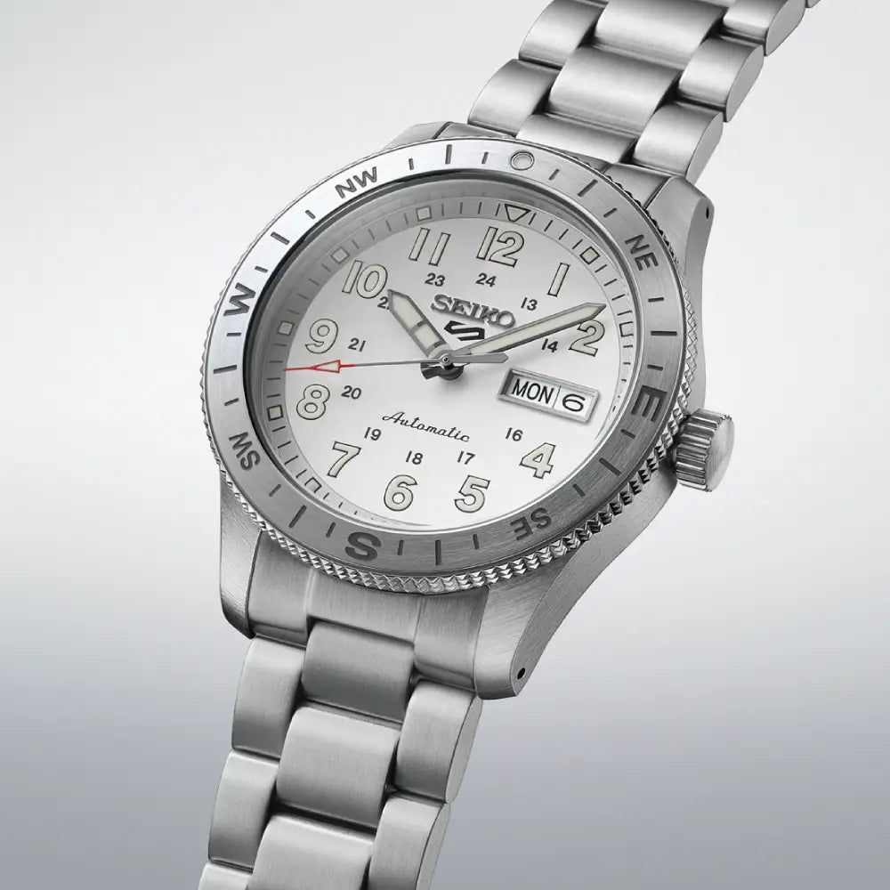 Seiko 5 Sports Field HDB007K1 Automatic Silver-White Dial Compass Bezel Stainless Steel Men’s Watch