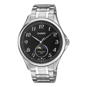 Casio MTP-M110D-1AVDF Moon Phase Quartz Black Dial Stainless Steel Men's Watch