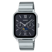 Casio MTP-M305D-1A2VDF Moon Phase Quartz Black Dial Stainless Steel Watch