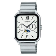 Casio MTP-M305D-7A2VDF Moon Phase Quartz White Dial Stainless Steel Watch