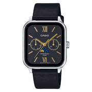Casio MTP-M305L-1A2VDF Moon Phase Quartz Black Dial Leather Strap Watch