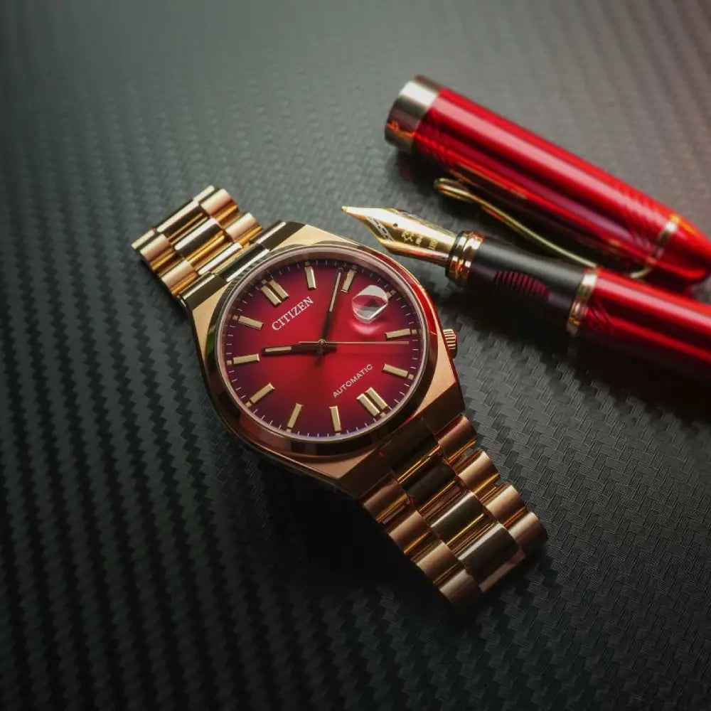 Citizen Tsuyosa NJ0153-82X Automatic Red Dial Rose Gold Stainless Steel Watch