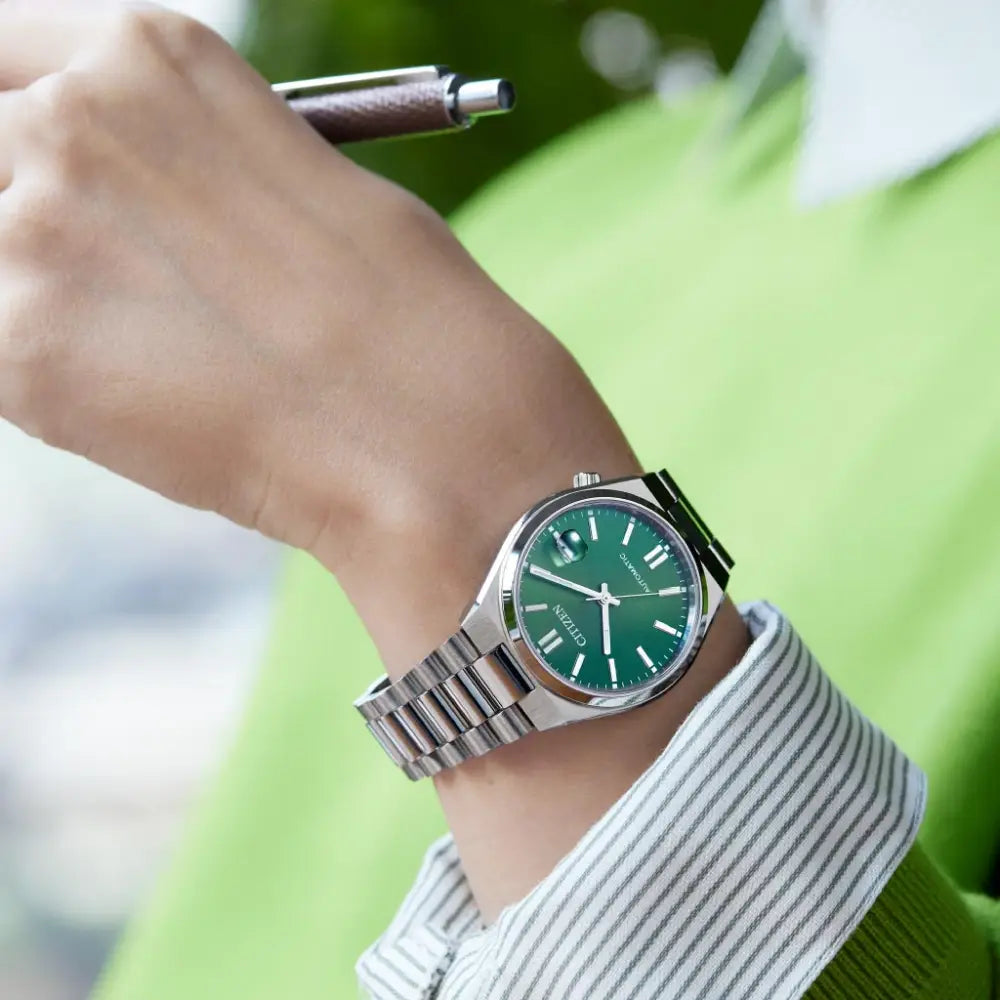 Citizen Tsuyosa NJ0200-50X Automatic Green Dial Stainless Steel Watch - 37mm