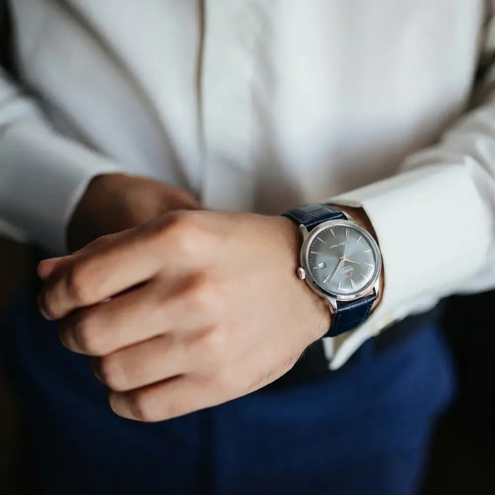 Orient Bambino RA-AC0030L Automatic Light Blue Gradient Dial Blue Leather Strap Men’s Watch