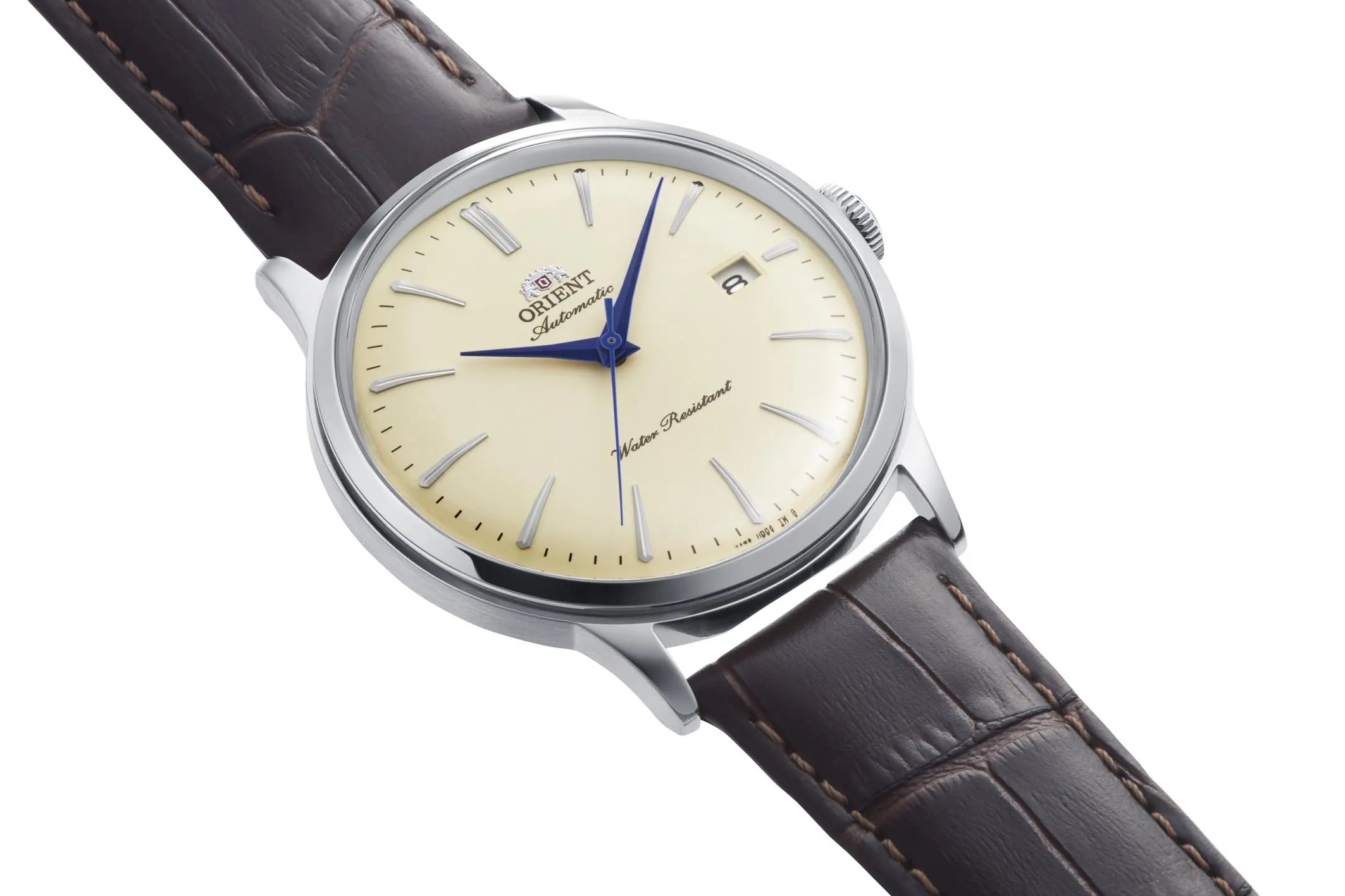Orient Bambino RA-AC0033Y Automatic Ivory Dial Brown Leather Strap Men's Watch