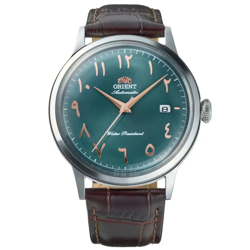 Orient Bambino Arabic Dial RA-AC0035E Automatic Green Dial Brown Leather Strap Men’s Watch