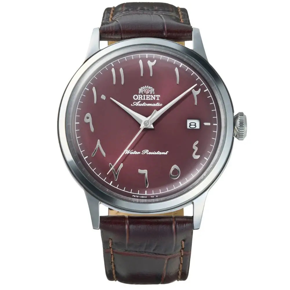 Orient Bambino Arabic Dial RA-AC0037R Automatic Bordeaux Dial Brown Leather Strap Men’s Watch