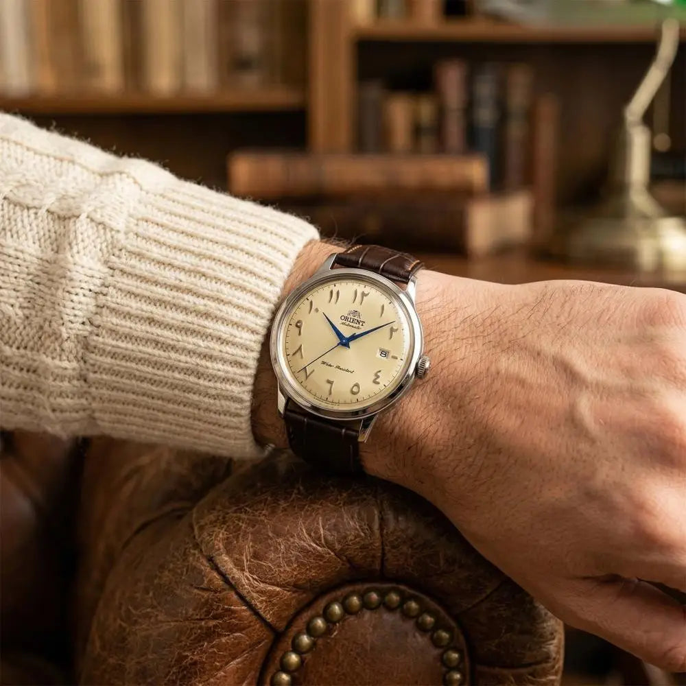 Orient Bambino Arabic Dial RA-AC0039Y Automatic Ivory Dial Brown Leather Strap Men’s Watch