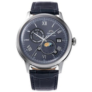 Orient Bambino Sun & Moon RA-AK0806L Automatic Navy Blue Dial Leather Strap Men’s Watch