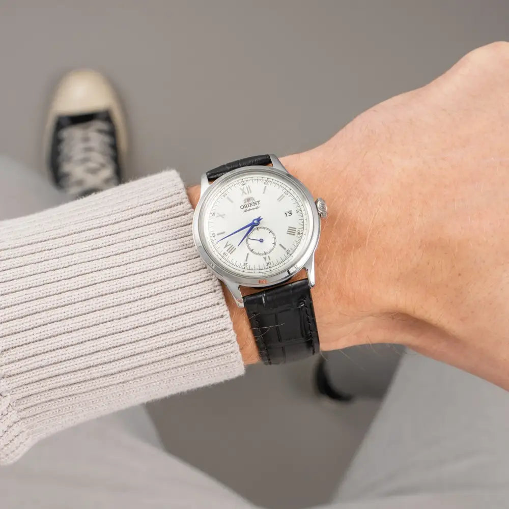 Orient Bambino 38 Small Seconds RA-AP0104S Automatic Silver Sunburst Dial Leather Strap Men’s Watch