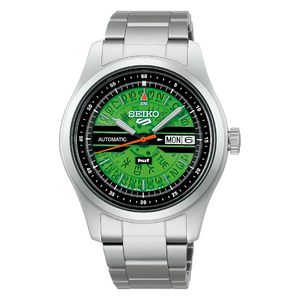 Seiko 5 Sports Field HUF Limited Edition SBSA323 Automatic Green Semi-Transparent Dial Stainless Steel Men’s Watch