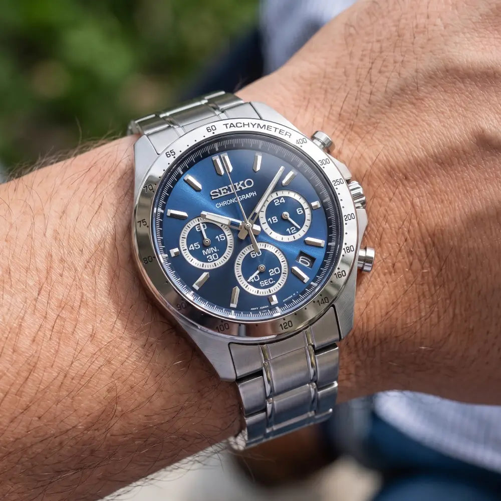Seiko Selection Spirit SBTR011 Chronograph Quartz Blue Dial Stainless Steel Men's Watch