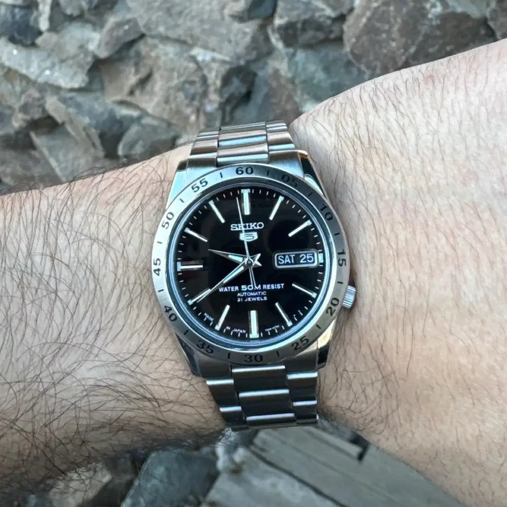 Seiko 5 SNKE01J1 Automatic Black Dial Made in Japan Stainless Steel Men's Watch