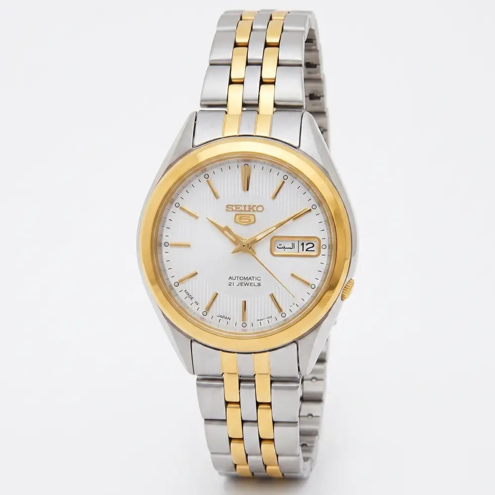 Seiko 5 SNKL24J1 Automatic White Dial Two-Tone Stainless Steel Men's Watch
