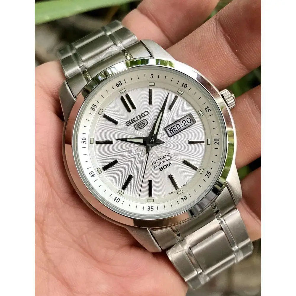 Seiko 5 SNKM83K1 Automatic White Dial Stainless Steel Men's Watch