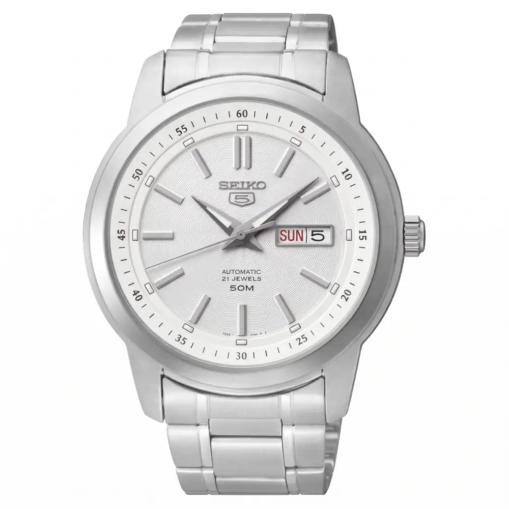 Seiko 5 SNKM83K1 Automatic White Dial Stainless Steel Men's Watch