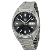 Seiko 5 SNXS79K1 automatic watch with black sunburst dial on stainless steel bracelet