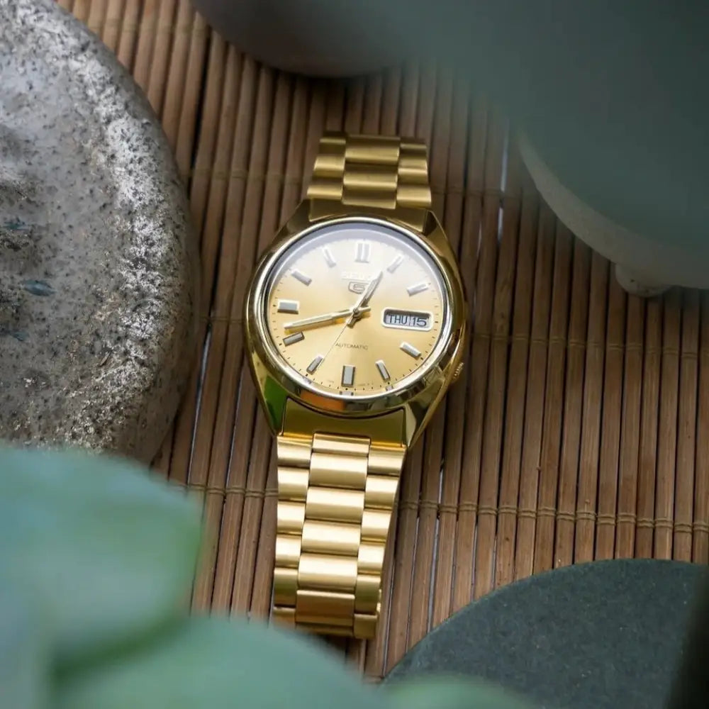 Seiko 5 SNXS80K1 Automatic Gold Dial Gold-Tone Stainless Steel Men’s Watch