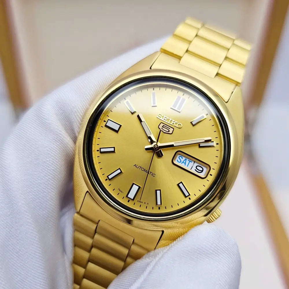 Seiko 5 SNXS80K1 Automatic Gold Dial Gold-Tone Stainless Steel Men’s Watch