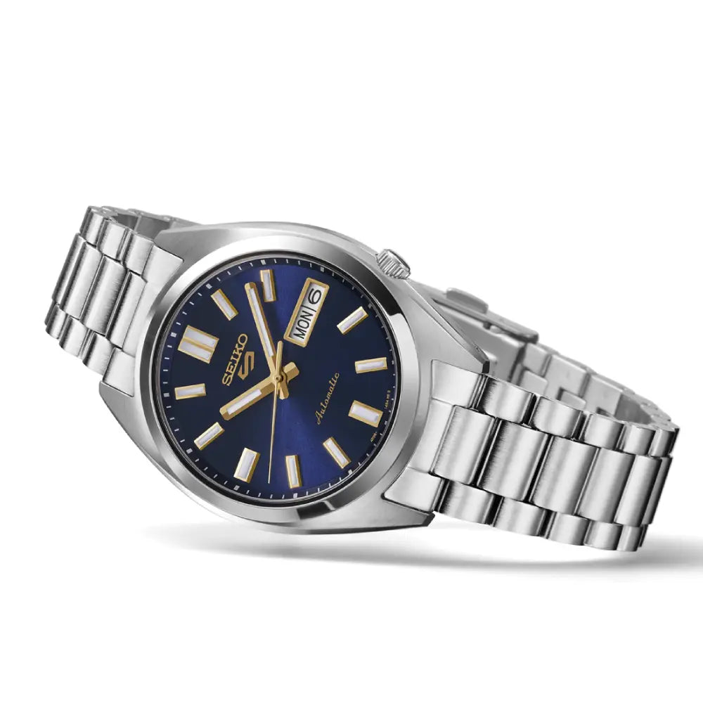 Seiko 5 Sports SRPL55K1 Automatic Blue Dial Gold Accent Stainless Steel Men's Watch