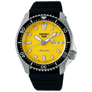 Seiko 5 Sports SRPL87K1 Automatic Yellow Dial Black Silicone Strap Men's Watch