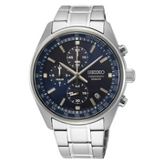 Seiko Chronograph SSB377P1 blue dial on stainless steel bracelet