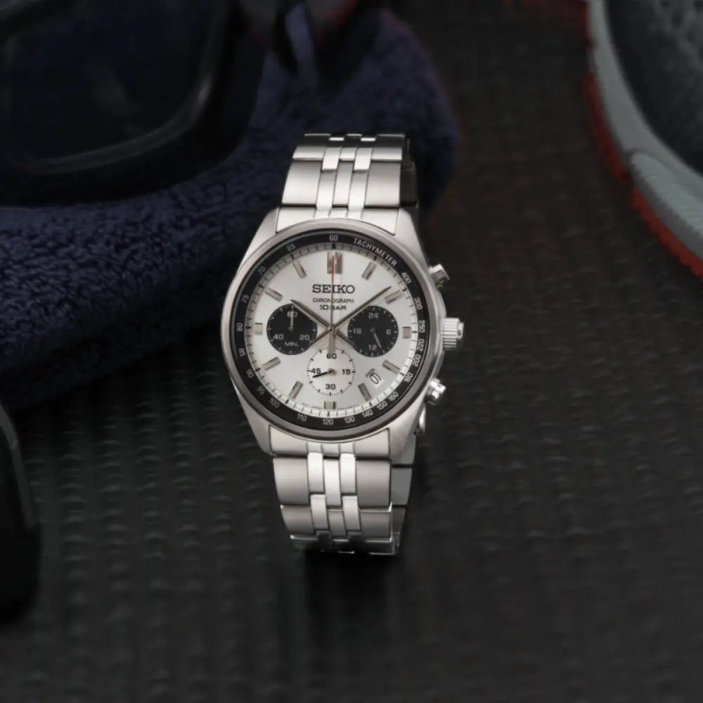 Seiko SSB425P1 Quartz Chronograph Grey Panda Dial Stainless Steel Men's Watch