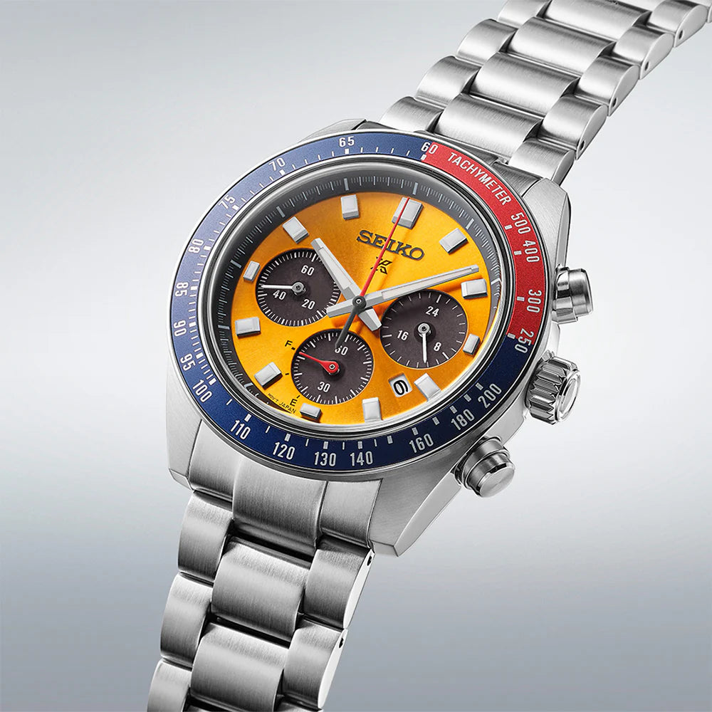 Seiko Prospex Speedtimer SSC947P1 Solar Chronograph “Pogue” Yellow Dial Stainless Steel Men’s Watch