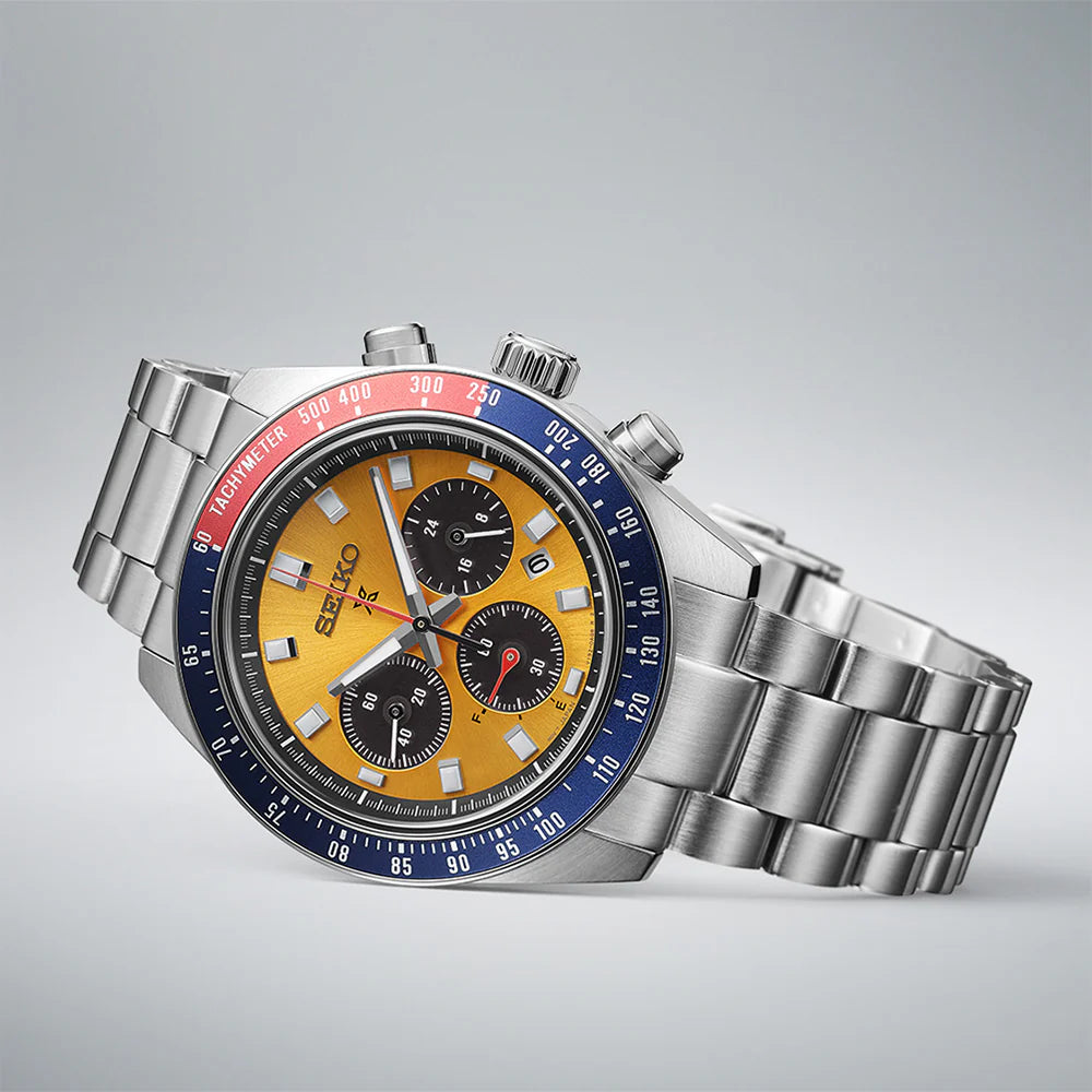 Seiko Prospex Speedtimer SSC947P1 Solar Chronograph “Pogue” Yellow Dial Stainless Steel Men’s Watch