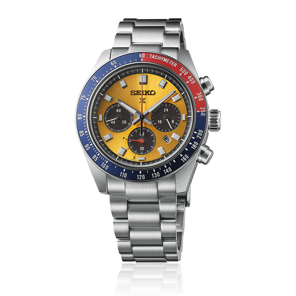 Seiko Prospex Speedtimer SSC947P1 Solar Chronograph “Pogue” Yellow Dial Stainless Steel Men’s Watch