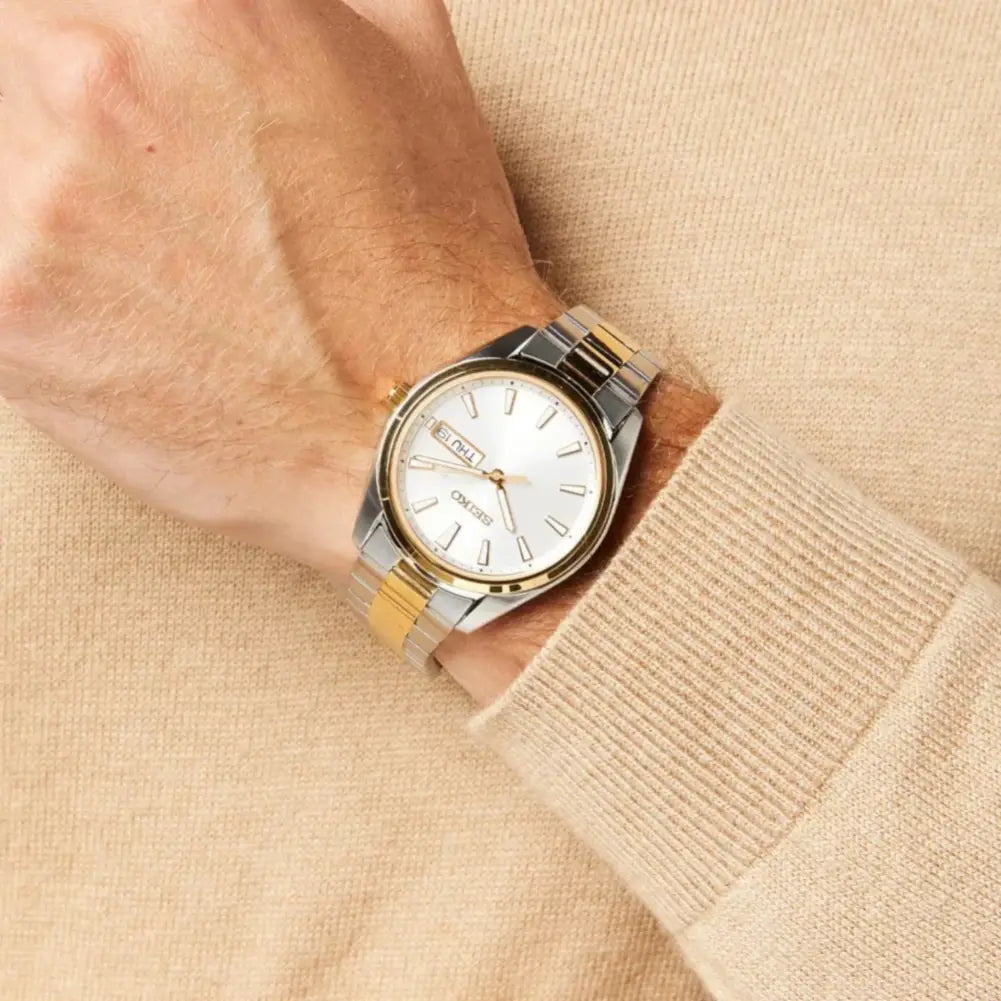 Seiko SUR446P1 Quartz Silver Sunray Dial Two-Tone Stainless Steel Men's Watch