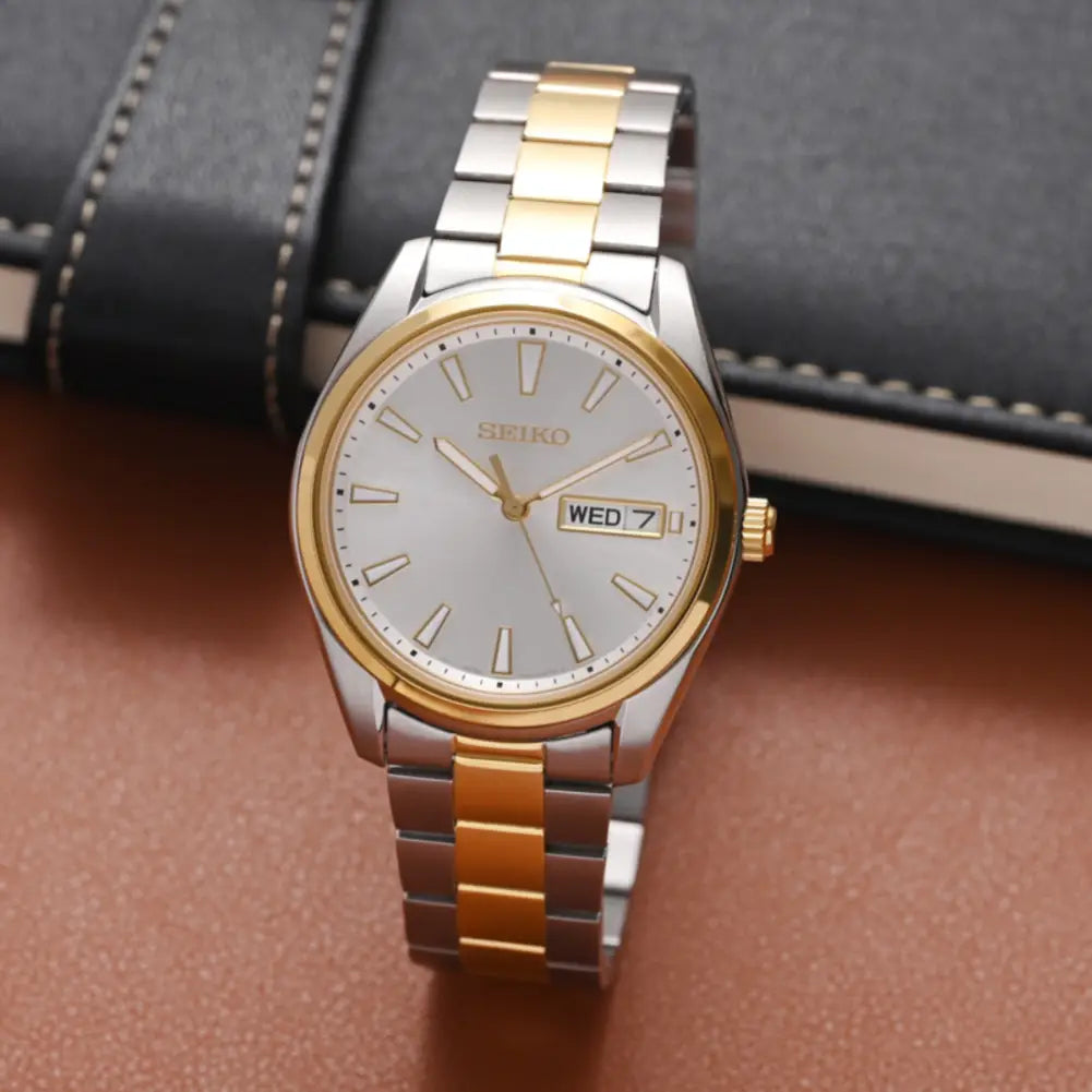 Seiko SUR446P1 Quartz Silver Sunray Dial Two-Tone Stainless Steel Men's Watch