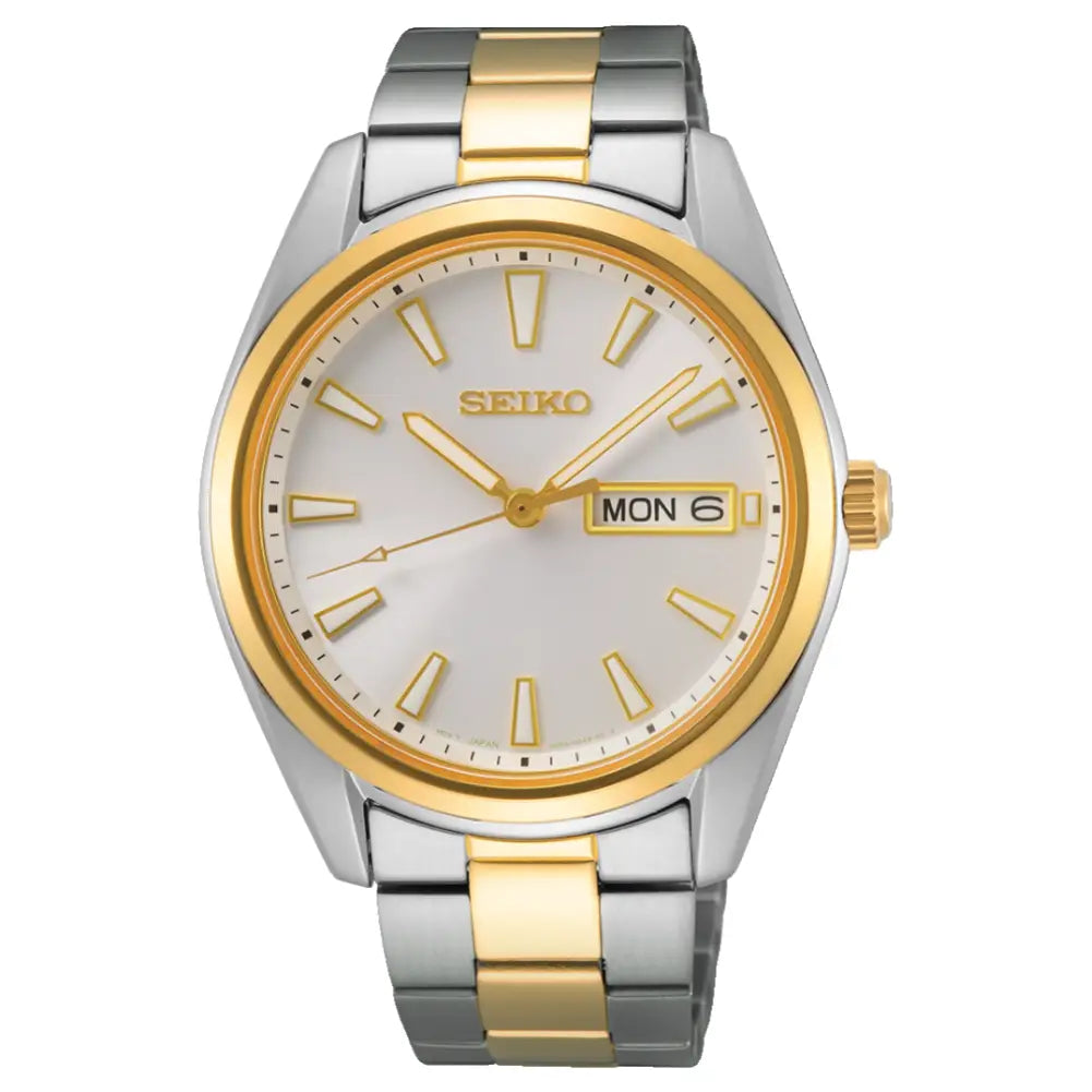 Seiko SUR446P1 Quartz Silver Sunray Dial Two-Tone Stainless Steel Men's Watch